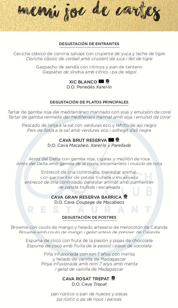 Tasting Menu Joc De Cartes at Go Beach Club Barcelona Restaurant in