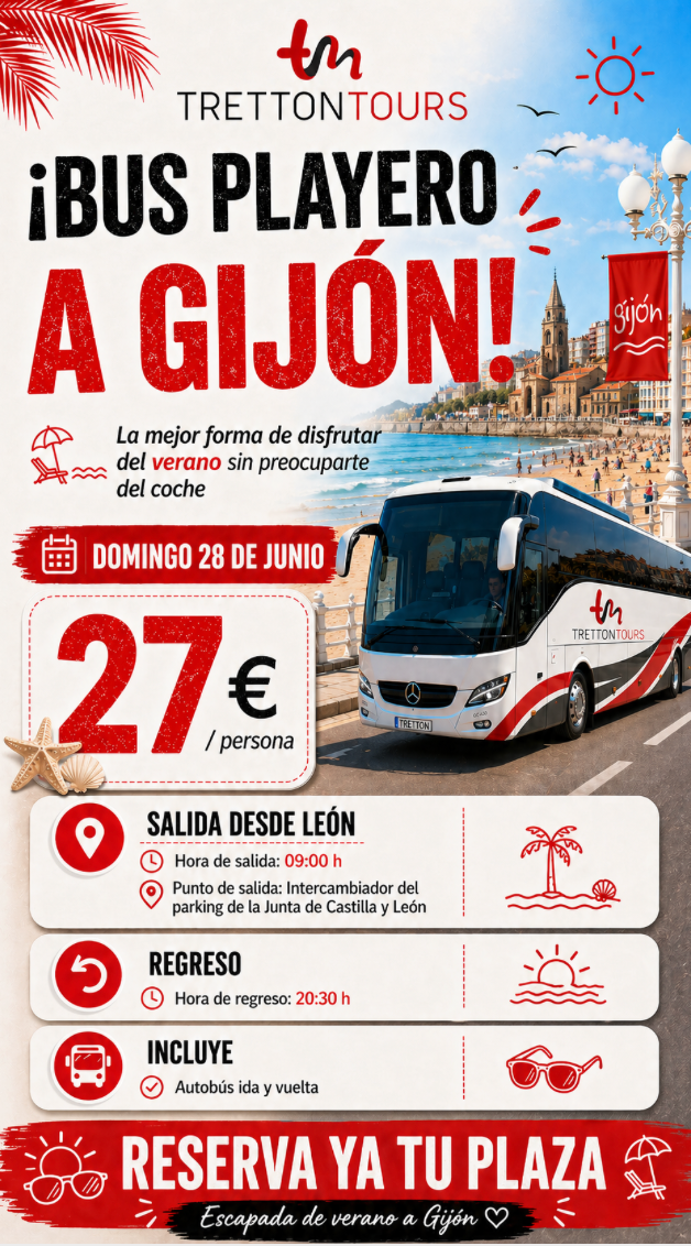 ¡Bus playero a Gijón desde León! Domingo 28 de Junio