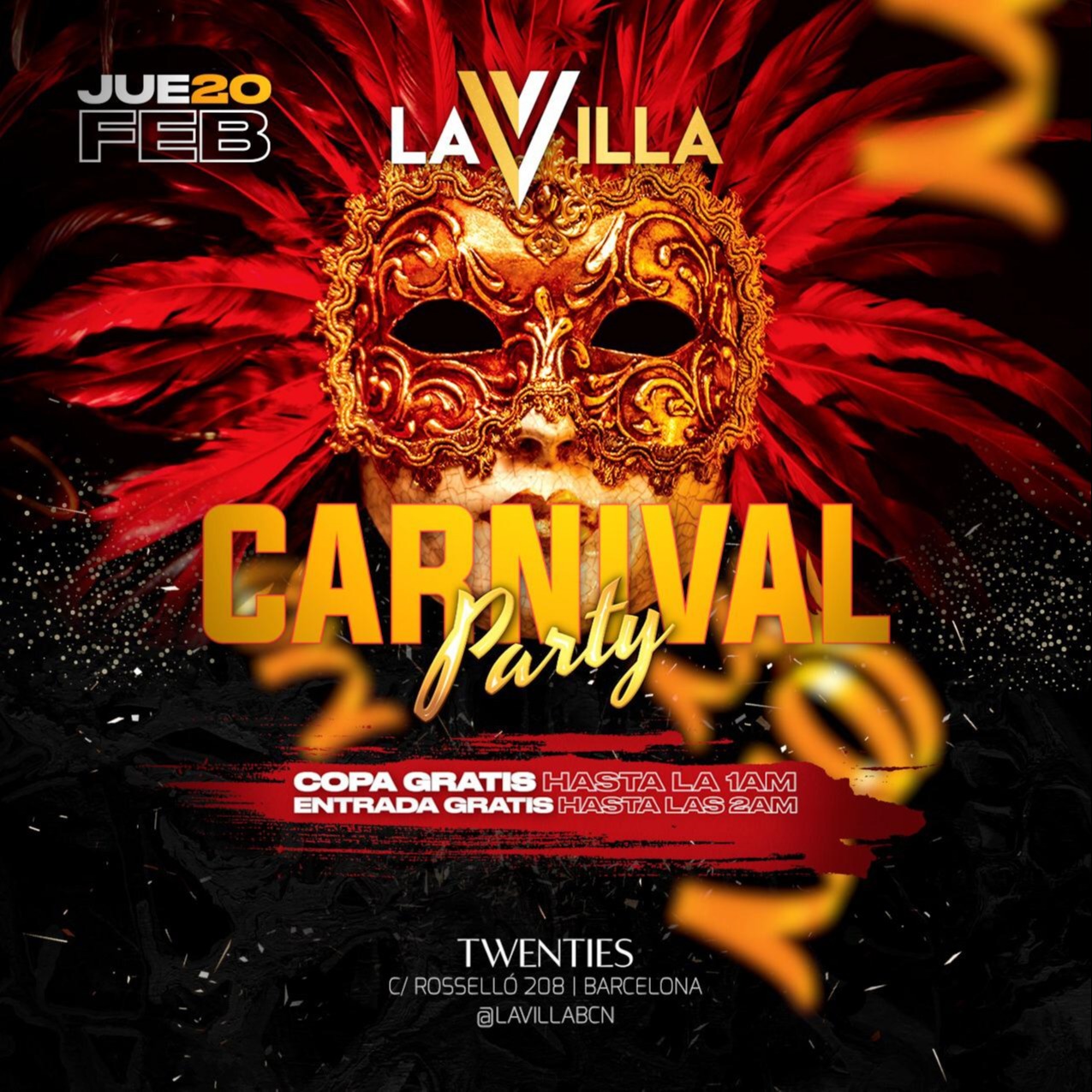 Jueves - Carnival Party - La Villa - Club Twenties Barcelona Jueves - Carnival Party - La Villa - Club Twenties Barcelona