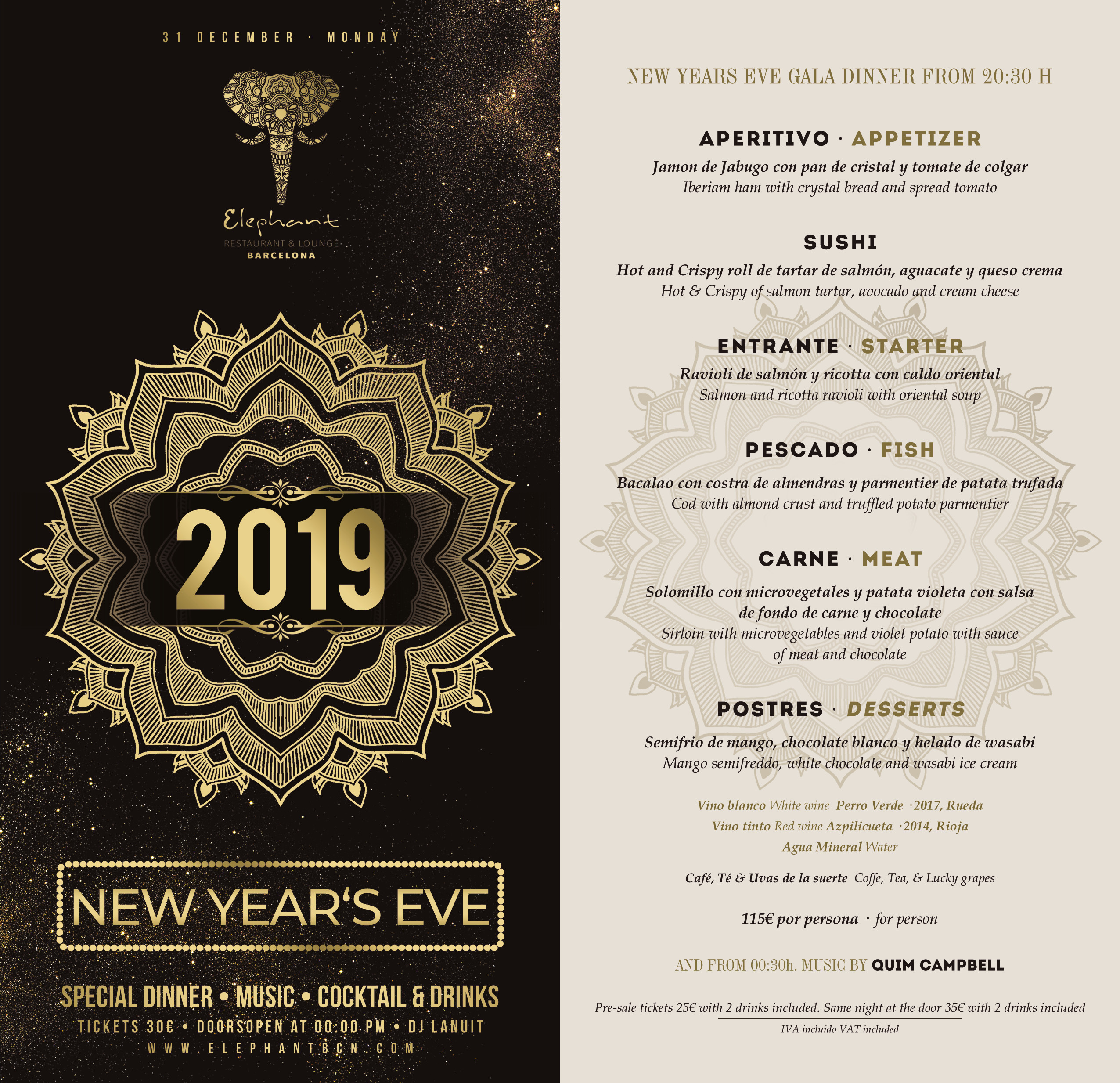 NEW YEARS EVE'S 2019 -  ELEPHANT ELEPHANT