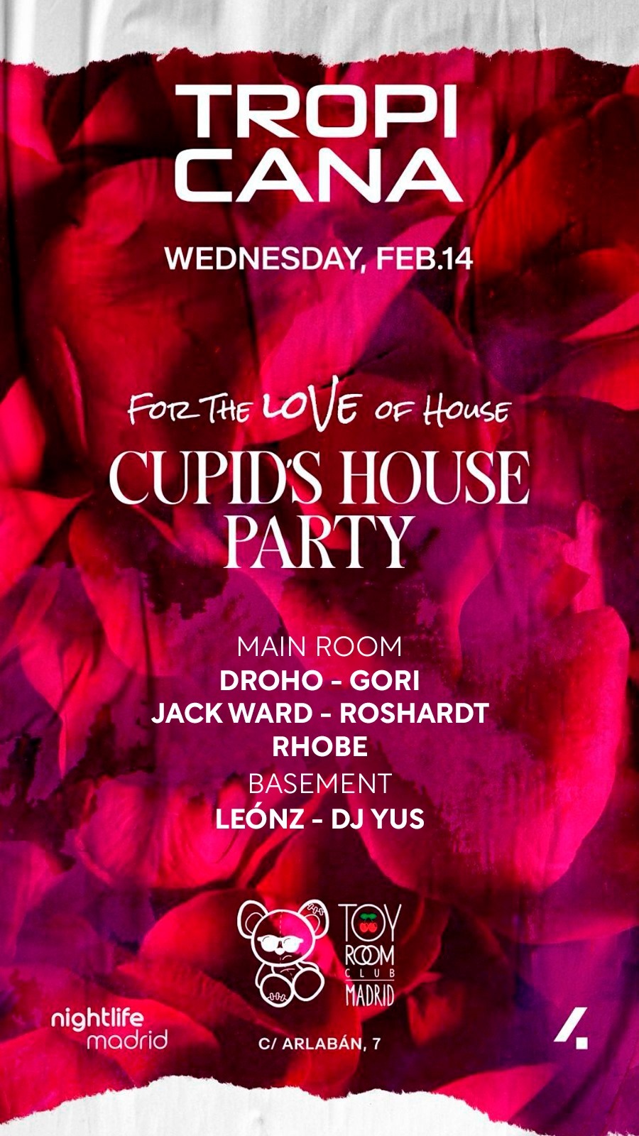 Nightlife Madrid Cupid's House Party Tickets, guestlists and VIP tables
