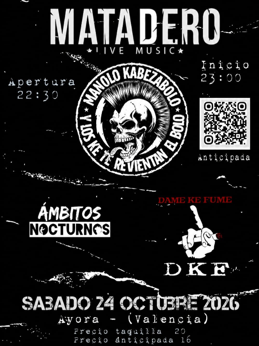 Concierto Manolo Kabezabolo + Ambitos Nocturnos + Dame Ke fume